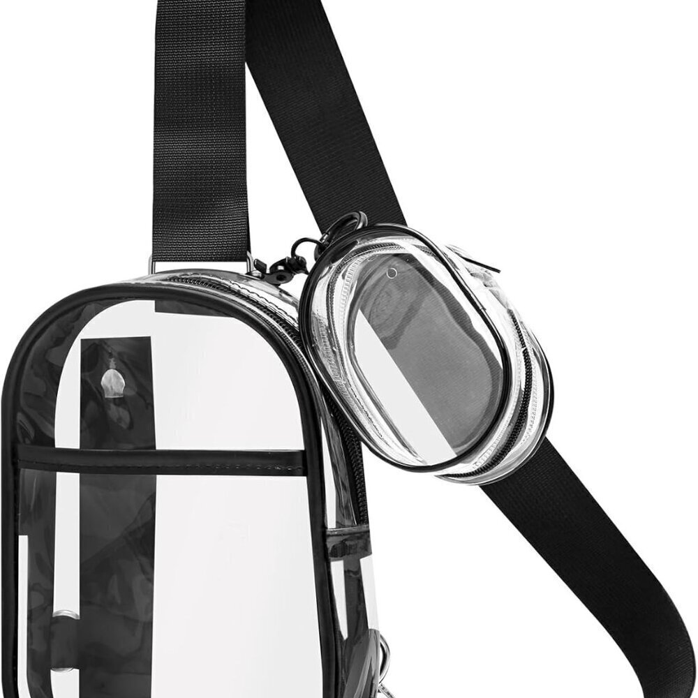 Waterproof Clear Bag for Stadium Events, Women's Crossbody Clear Sling Bag with